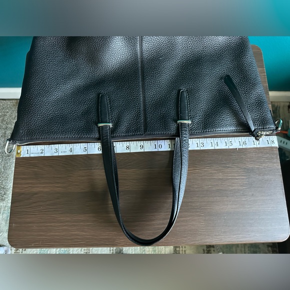 COACH Handbag Bleeker Cooper Satchel Tote Bag Black Pebbled Leather - Picture 11 of 15